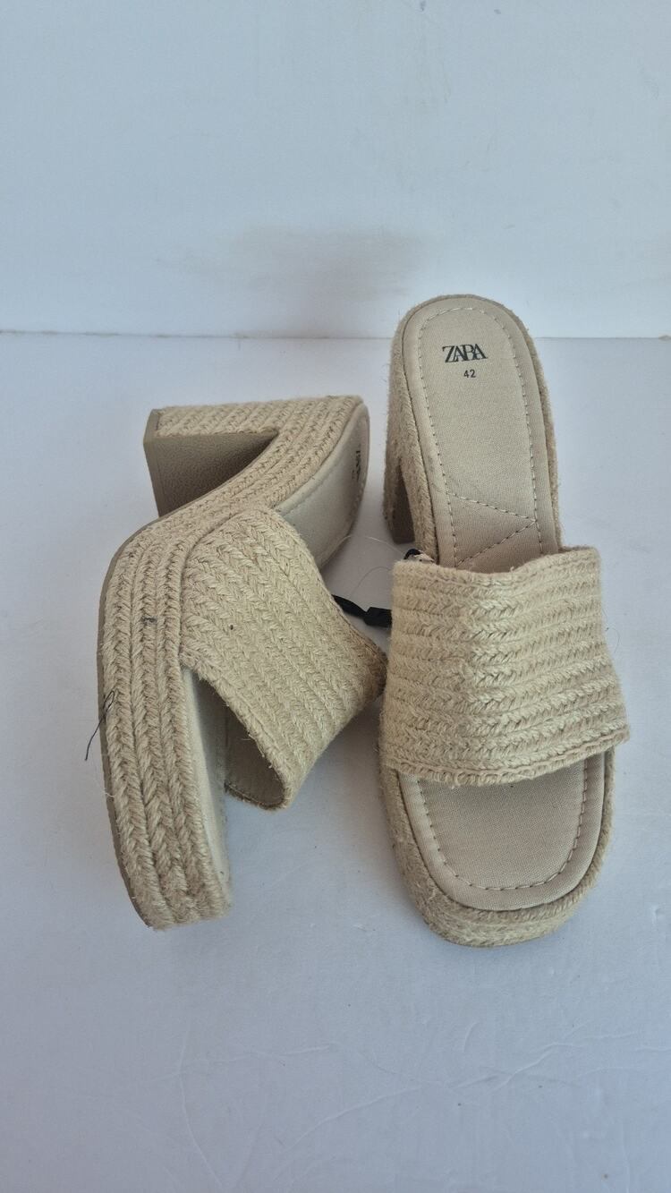 Zara Jute Chunky Platform Sandals w/ Airfit Cushioned Insoles Size 42 (US 11)
